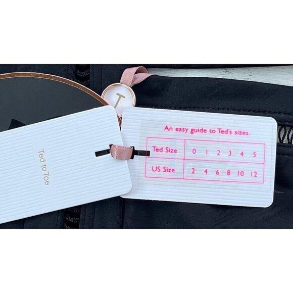 Ted Baker London Black Pointelle Deep V One Piece Swimsuit size 1= 4 US - Picture 3 of 12